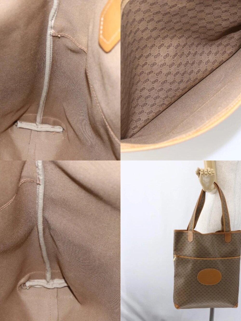 GUCCI Micro GG Supreme Tote Bag PVC Beige Gold 002 39 0054 Auth ep13221 - Picture 14 of 14